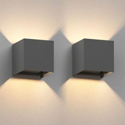 ledscom.de 2 apliques de parede CUBEL para exterior, IP65, luz para cima/para baixo, antracite mate, quadrados, 1 x G9 máx. 10W ledscom.de 2 apliques de parede CUBEL para exterior, IP65, luz para cima/para baixo, antracite mate, quadrados, 1 x G9 máx. 10W