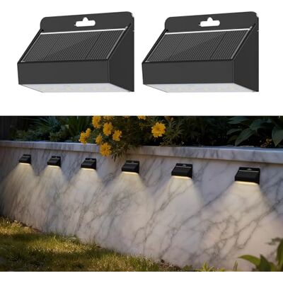Smiling Shark Luzes solares LED exteriores, aplique solar exterior IP65 impermeável candeeiro solar de parede para jardim, cerca de jardim escadas, pátio, terraço, branco quente (2) Smiling Shark Luzes solares LED exteriores, aplique solar exterior IP65 impermeável candeeiro solar de parede para jardim, cerca de jardim escadas, pátio, terraço, branco quente (2)