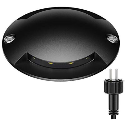 ledscom.de Lâmpada de chão LED, baliza de sinalização para exteriores, IP67, 2 chamas, preta, redonda, Ø 70mm, branco frio ledscom.de Lâmpada de chão LED, baliza de sinalização para exteriores, IP67, 2 chamas, preta, redonda, Ø 70mm, branco frio