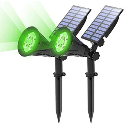 Sun 2 unidades holofote solar, luzes solares impermeáveis exteriores, 2 modos de iluminação opcionais, ângulo ajustável de 180°, luz de jardim para entrada, caminho. (verde) Sun 2 unidades holofote solar, luzes solares impermeáveis exteriores, 2 modos de iluminação opcionais, ângulo ajustável de 180°, luz de jardim para entrada, caminho. (verde)