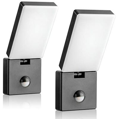 SEBSON Candeeiro exterior LED com sensor de movimento 2 peças, antracite Aplique parede IP65 15 W 900 lm branco frio 5800 K, iluminação exterior sensor 9 m/140 ° SEBSON Candeeiro exterior LED com sensor de movimento 2 peças, antracite Aplique parede IP65 15 W 900 lm branco frio 5800 K, iluminação exterior sensor 9 m/140 °