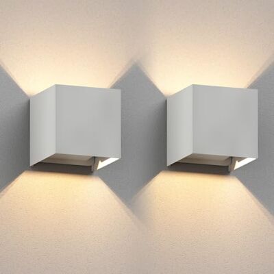 ledscom.de 2 apliques de parede CUBEL para exterior, IP65, luz para cima/para baixo, branco mate, quadrados, 1 x G9 máx. 10W ledscom.de 2 apliques de parede CUBEL para exterior, IP65, luz para cima/para baixo, branco mate, quadrados, 1 x G9 máx. 10W