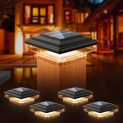 kefflum Candeeiros de coluna solar ao ar livre candeeiros de tampa de coluna solar, LED IP65 impermeáveis candeeiro de jardim para jardins, pátios e bordas de estradas (preto, 4 peças) kefflum Candeeiros de coluna solar ao ar livre candeeiros de tampa de coluna solar, LED IP65 impermeáveis candeeiro de jardim para jardins, pátios e bordas de estradas (preto, 4 peças)