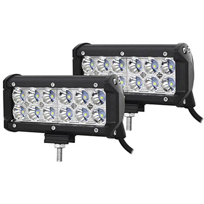 Willpower 2 barras de luz LED de trabalho de 7 polegadas, 36 W, feixe pontual de 12 V, 24 V, 1800 lm, luzes de condução todo-o-terreno, candeeiros de trabalho anti-nevoeiro para trator, camião, barco 2PCS Largo Alcance, IP67 Impermeable, 6000K Blanco, p Willpower 2 barras de luz LED de trabalho de 7 polegadas, 36 W, feixe pontual de 12 V, 24 V, 1800 lm, luzes de condução todo-o-terreno, candeeiros de trabalho anti-nevoeiro para trator, camião, barco 2PCS Largo Alcance, IP67 Impermeable, 6000K Blanco, p
