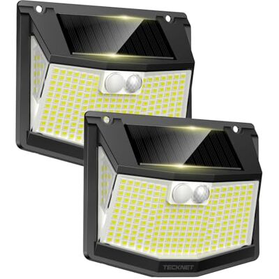 TECKNET Luz Solar Exterior, 248 LED/300° Iluminación Potente con 3 Modes Focos LED exteriores solares com sensor de movimento, IP66 luzes solares impermeáveis para jardim, garagem, pátio, 2 pacotes TECKNET Luz Solar Exterior, 248 LED/300° Iluminación Potente con 3 Modes Focos LED exteriores solares com sensor de movimento, IP66 luzes solares impermeáveis para jardim, garagem, pátio, 2 pacotes