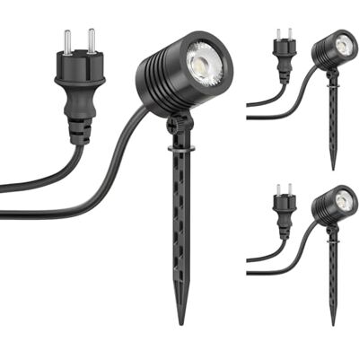 ledscom.de ledscom. de 3 focos LED pequenos para jardim com estaca TARL para exterior, IP65, preto, 4,3 W, 340 lm, branco quente ledscom.de ledscom. de 3 focos LED pequenos para jardim com estaca TARL para exterior, IP65, preto, 4,3 W, 340 lm, branco quente