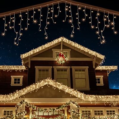ANSIO Luzes de Natal exterior 11 m 320 LED branco quente cortina de luzes Natal interior grinalda luzes perfeitas para decorar a festa de casamento, o jardim, Halloween, cabo transparente ANSIO Luzes de Natal exterior 11 m 320 LED branco quente cortina de luzes Natal interior grinalda luzes perfeitas para decorar a festa de casamento, o jardim, Halloween, cabo transparente