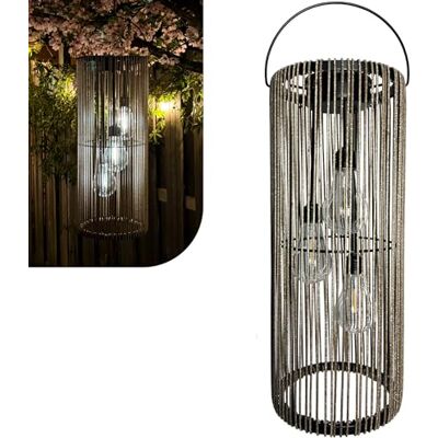Gadgy Lanterna solar exterior estilo rotim – candeeiro LED suspenso ou de mesa, luz solar decorativa para jardim, terraço ou varanda, candeeiro para exterior Gadgy Lanterna solar exterior estilo rotim – candeeiro LED suspenso ou de mesa, luz solar decorativa para jardim, terraço ou varanda, candeeiro para exterior