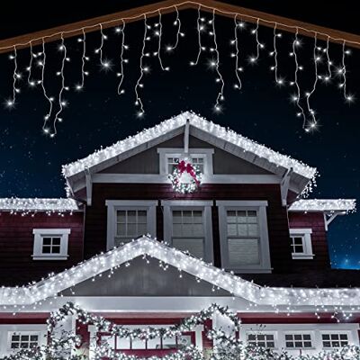 ANSIO Luzes de Natal exterior 11 m 320 LED branco frio cortina de luzes de Natal interior grinalda luzes perfeitas para decorar a festa de casamento, o jardim, a janela, Halloween, cabo transparente ANSIO Luzes de Natal exterior 11 m 320 LED branco frio cortina de luzes de Natal interior grinalda luzes perfeitas para decorar a festa de casamento, o jardim, a janela, Halloween, cabo transparente