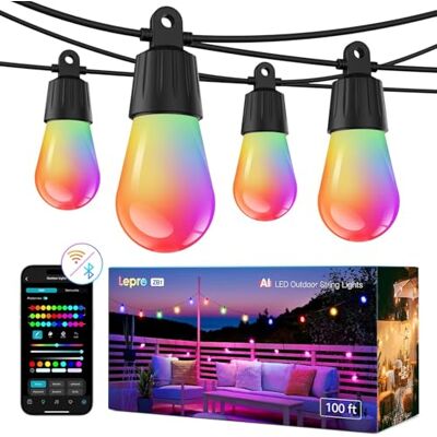 Lepro ZB1 AI grinalda de luzes inteligente 30 m, impermeável IP65 Designer de iluminação AI personalizado usar com Alexa, RGBW regulável decoração de jardim varanda, não remoto Lepro ZB1 AI grinalda de luzes inteligente 30 m, impermeável IP65 Designer de iluminação AI personalizado usar com Alexa, RGBW regulável decoração de jardim varanda, não remoto