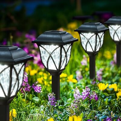 GIGALUMI luces solares al aire libre jardín impermeable, 6 Pack LED Solar Powered Pathway Lights, Solar Path lights for Yard, Patio, Paisaje, Blanco cálido GIGALUMI luces solares al aire libre jardín impermeable, 6 Pack LED Solar Powered Pathway Lights, Solar Path lights for Yard, Patio, Paisaje, Blanco cálido