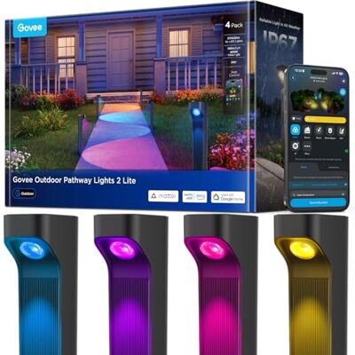 Govee Luzes para caminhos exteriores 2 Lite RGBWIC, iluminação inteligente de caminhos com impermeável IP67, compatível com Matter, Alexa e Google Assistant, luz exterior para jardins para caminhada Govee Luzes para caminhos exteriores 2 Lite RGBWIC, iluminação inteligente de caminhos com impermeável IP67, compatível com Matter, Alexa e Google Assistant, luz exterior para jardins para caminhada