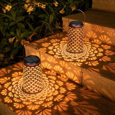 Moman Lanternas solares exteriores, 2 peças lanterna solar exterior jardim decorativo pendentes com luz fria/quente lâmpadas solares IP55 (Estilo concha), lanterna solar exterior-jardim-interior Moman Lanternas solares exteriores, 2 peças lanterna solar exterior jardim decorativo pendentes com luz fria/quente lâmpadas solares IP55 (Estilo concha), lanterna solar exterior-jardim-interior