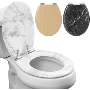 Navaris Assento universal para WC tampa de sanita de 42,5 x 35,8 x 5,6 cm capa para caneca de saúde de madeira fecho silencioso instalação simples mármore branco Navaris Assento universal para WC tampa de sanita de 42,5 x 35,8 x 5,6 cm capa para caneca de saúde de madeira fecho silencioso instalação simples mármore branco