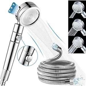 BOCHION Alcachofra de chuveiro com mangueira 2 m, cabeça duche de alta pressão com 3 funções de jato, cabeça chuveiro poupança de água de paragem de água de um botão, telefone duche grande de rotação de 360 ° BOCHION Alcachofra de chuveiro com mangueira 2 m, cabeça duche de alta pressão com 3 funções de jato, cabeça chuveiro poupança de água de paragem de água de um botão, telefone duche grande de rotação de 360 °