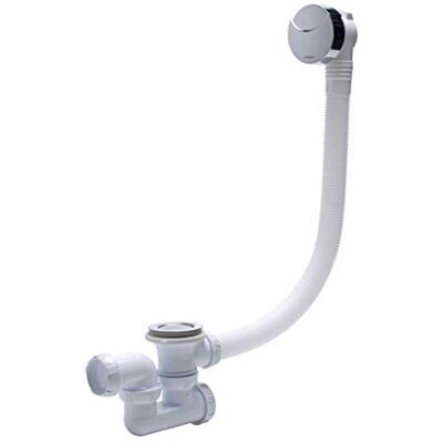 Wirquin -Esvaziamento de banheira com cabo com sifão (cromado), branco Wirquin -Esvaziamento de banheira com cabo com sifão (cromado), branco