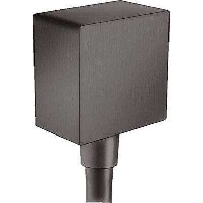 Hansgrohe FixFit Tomada de água quadrada com válvula anti-retorno, cromo preto escovado, Hansgrohe FixFit Tomada de água quadrada com válvula anti-retorno, cromo preto escovado,