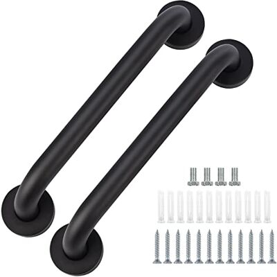 supregear Barra de aderência para casa de banho, 2 unidades de 30 cm barra de segurança antiderrapante para casa de banho de aço inoxidável 201 em acabamento preto esfregado com óleo corrimãos, parafuso oculto montado parede supregear Barra de aderência para casa de banho, 2 unidades de 30 cm barra de segurança antiderrapante para casa de banho de aço inoxidável 201 em acabamento preto esfregado com óleo corrimãos, parafuso oculto montado parede