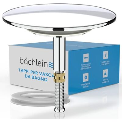 Bächlein Tampa de banheira universal, tampa de drenagem cromada de latão maciço, inclui junta de substituição, conjunto de drenagem para qualquer banheira padrão, ajuste preciso Bächlein Tampa de banheira universal, tampa de drenagem cromada de latão maciço, inclui junta de substituição, conjunto de drenagem para qualquer banheira padrão, ajuste preciso