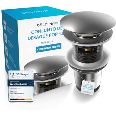 Bächlein Dreno universal com ralo (antracita) – Válvula emergente para lavatório e pia – Válvula de drenagem de latão com instruções de instalação Bächlein Dreno universal com ralo (antracita) – Válvula emergente para lavatório e pia – Válvula de drenagem de latão com instruções de instalação