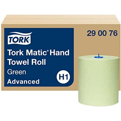 Tork Matic Green Hand Towel Roll Advanced 290076 Toalhas de papel H1 para dispensador de rolos de toalhas, absorventes, resistentes a rasgões, de 2 camadas, verdes 6 rolos x 150 m Tork Matic Green Hand Towel Roll Advanced 290076 Toalhas de papel H1 para dispensador de rolos de toalhas, absorventes, resistentes a rasgões, de 2 camadas, verdes 6 rolos x 150 m