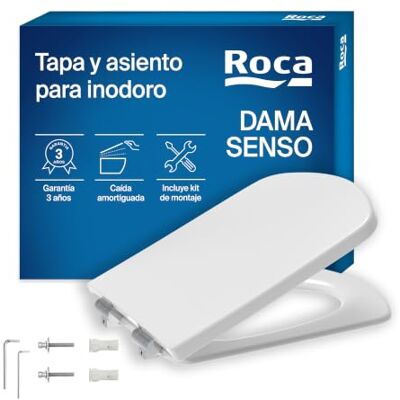 Roca Dama Senso Tampo e assento para sanita com queda amortecida, tampa de WC original com ajuste perfeito, reposição de tampa de sanitário resistente, branco, A801512004 Roca Dama Senso Tampo e assento para sanita com queda amortecida, tampa de WC original com ajuste perfeito, reposição de tampa de sanitário resistente, branco, A801512004
