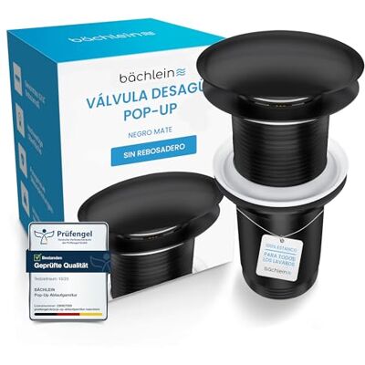 Bächlein Dreno Universal sem Ladrão para Lavatório e Lavatório Válvula Pop Up Automática Dourada Incl. 3 Juntas para Todos os Tipos de Lavatórios, Válvula de Drenagem Instalação com Instruções Bächlein Dreno Universal sem Ladrão para Lavatório e Lavatório Válvula Pop Up Automática Dourada Incl. 3 Juntas para Todos os Tipos de Lavatórios, Válvula de Drenagem Instalação com Instruções