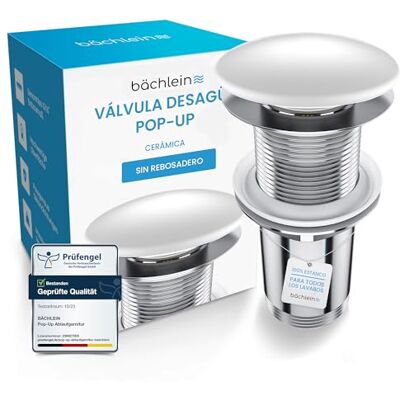 Bächlein Conjunto de ralo universal sem escoamento (cerâmica), válvula emergente para lavatório e lavatório, válvula de drenagem de latão com instruções de instalação Bächlein Conjunto de ralo universal sem escoamento (cerâmica), válvula emergente para lavatório e lavatório, válvula de drenagem de latão com instruções de instalação