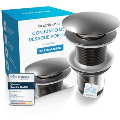 Bächlein Encanamento universal sem escoamento (antracite) – Válvula emergente para lavatório e lavatório, válvula de drenagem de latão com instruções de instalação Bächlein Encanamento universal sem escoamento (antracite) – Válvula emergente para lavatório e lavatório, válvula de drenagem de latão com instruções de instalação