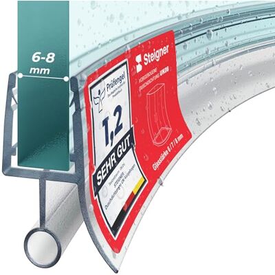 STEIGNER UK08 – Junta de duche arredondada, duche circular, duche semicircular, arco semicircular para uma espessura de vidro de 5 mm / 6 mm / 7 mm / 8 mm, junta circular de substituição pré-curvada STEIGNER UK08 – Junta de duche arredondada, duche circular, duche semicircular, arco semicircular para uma espessura de vidro de 5 mm / 6 mm / 7 mm / 8 mm, junta circular de substituição pré-curvada