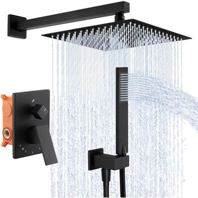 KES Sistema de Duche Embutido Conjunto 3 Modos de Saída de Água Coluna de Duche Preta 30 cm Duches de Banho Coluna Incluída Válvula Embutida Chuveiro Mangueira de Duche Banho Latão Preto, KES Sistema de Duche Embutido Conjunto 3 Modos de Saída de Água Coluna de Duche Preta 30 cm Duches de Banho Coluna Incluída Válvula Embutida Chuveiro Mangueira de Duche Banho Latão Preto,