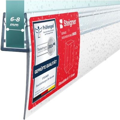 STEIGNER Junta divisória duche 60 cm UK05 (1 unidade) Junta vertical para chuveiro angular ou pentagonal com porta 6-8 mm Cor: transparente proteção contra fugas, acabamento estético, fácil STEIGNER Junta divisória duche 60 cm UK05 (1 unidade) Junta vertical para chuveiro angular ou pentagonal com porta 6-8 mm Cor: transparente proteção contra fugas, acabamento estético, fácil
