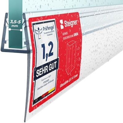 STEIGNER Junta de chuveiro, junta de selagem, 50 cm, espessura do vidro 3,5/4/5 mm, junta reta PVC, UK04 STEIGNER Junta de chuveiro, junta de selagem, 50 cm, espessura do vidro 3,5/4/5 mm, junta reta PVC, UK04