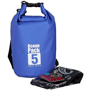 Relaxdays Saco estanque de 5 litros, mochila leve Ocean Pack de 5 litros, impermeável, Dry Bag para desportos, 38 x 20 x 0,5 cm, azul Relaxdays Saco estanque de 5 litros, mochila leve Ocean Pack de 5 litros, impermeável, Dry Bag para desportos, 38 x 20 x 0,5 cm, azul