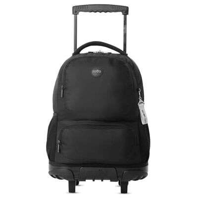 TOTTO Mochila escolar com rodas, modelo SKL L, capacidade de 25 l, mochila grande, bolso de garrafa, protetor de mata, alça telescópica, resistente e confortável, Preto, Casual TOTTO Mochila escolar com rodas, modelo SKL L, capacidade de 25 l, mochila grande, bolso de garrafa, protetor de mata, alça telescópica, resistente e confortável, Preto, Casual
