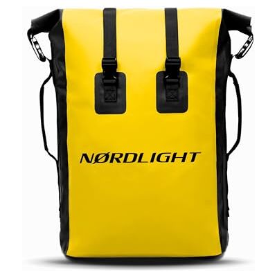 Nordlight Mochila impermeável Dry Bag 35 l (amarelo) Roll Top Backpack com alça de transporte acolchoada, mochila de bicicleta, mochila de mensageiro, caminhadas, pesca Nordlight Mochila impermeável Dry Bag 35 l (amarelo) Roll Top Backpack com alça de transporte acolchoada, mochila de bicicleta, mochila de mensageiro, caminhadas, pesca