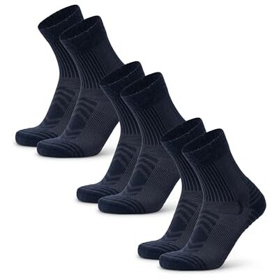 DANISH ENDURANCE Meias Anti-Bolhas de Caminhada de Lã Merino Leves, Unissex, Meias de Inverno para Homem e Mulher, Pack de 3, Azul escuro DANISH ENDURANCE Meias Anti-Bolhas de Caminhada de Lã Merino Leves, Unissex, Meias de Inverno para Homem e Mulher, Pack de 3, Azul escuro