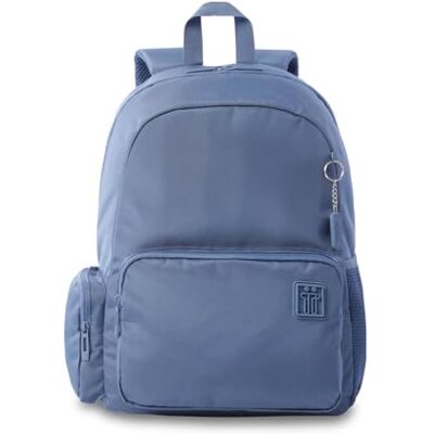 TOTTO Mochila casual, modelo Kobe, capacidade de 19 litros, mochila urbana com compartimento dianteiro, bolso lateral com fecho, encosto acolchoado, cor azul horizonte TOTTO Mochila casual, modelo Kobe, capacidade de 19 litros, mochila urbana com compartimento dianteiro, bolso lateral com fecho, encosto acolchoado, cor azul horizonte