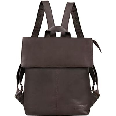 STILORD "" Mochila vintage de couro marrom para homens e mulheres, grande, salveque, universidade, trabalho, escola, portátil de 13,3 polegadas, de couro, Castanho escuro Opaco, M, Mochilas STILORD "" Mochila vintage de couro marrom para homens e mulheres, grande, salveque, universidade, trabalho, escola, portátil de 13,3 polegadas, de couro, Castanho escuro Opaco, M, Mochilas