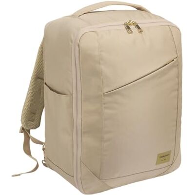 Cabin Max Manhattan Mochila (40 x 30 x 20 cm, 24 l, tecido reciclado, autorizado para voo, compatível com Wizz Air), preto, champanhe Cabin Max Manhattan Mochila (40 x 30 x 20 cm, 24 l, tecido reciclado, autorizado para voo, compatível com Wizz Air), preto, champanhe