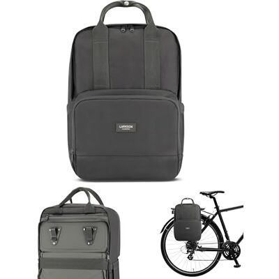 LARKSON Bolsa Alforjas para Bicicleta Cinzenta No 6 Bike 2 em 1 Mochila de Ciclismo e Bolsa para Rack Traseiro de Bicicleta, Saco Material Reciclado Repele Água LARKSON Bolsa Alforjas para Bicicleta Cinzenta No 6 Bike 2 em 1 Mochila de Ciclismo e Bolsa para Rack Traseiro de Bicicleta, Saco Material Reciclado Repele Água