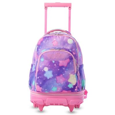 TOTTO Mochila escolar com rodas removíveis, modelo de giz, capacidade de 26 l, mochila PC de 15,4", bolso de garrafa, manípulo telescópico, costas ergonómicas e correias em S, P, Contemporâneo TOTTO Mochila escolar com rodas removíveis, modelo de giz, capacidade de 26 l, mochila PC de 15,4", bolso de garrafa, manípulo telescópico, costas ergonómicas e correias em S, P, Contemporâneo