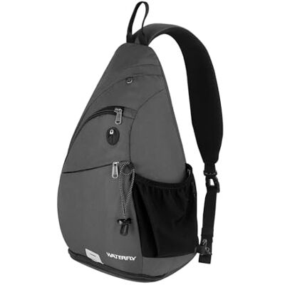 Waterfly Mochila de Ombro Cruzada Mochila de Tiracolo Casual para Ciclismo e Caminhadas para Homens e Mulheres, Cinzento escuro Waterfly Mochila de Ombro Cruzada Mochila de Tiracolo Casual para Ciclismo e Caminhadas para Homens e Mulheres, Cinzento escuro