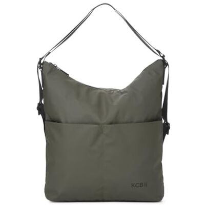 KCB Mochila dupla versátil e prático, vários bolsos com fecho de correr material resistente alças ajustáveis 100% vegano, cor Khaki KCB Mochila dupla versátil e prático, vários bolsos com fecho de correr material resistente alças ajustáveis 100% vegano, cor Khaki