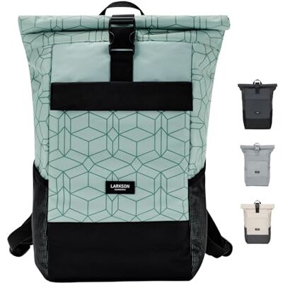LARKSON Mochila de rolo para homem e mulher Nº 4 Macuto para viagem, uni, trabalho, de garrafas Pet recicladas, mala para portátil, impermeável LARKSON Mochila de rolo para homem e mulher Nº 4 Macuto para viagem, uni, trabalho, de garrafas Pet recicladas, mala para portátil, impermeável