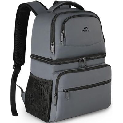 MATEIN Mochila de geladeira, mochila térmica porta-alimentos, cinzento, 40 latas, Casual Mochila Nevera de Doble Compartimento con Diseño Antifugas, Aislamiento Térmico para Picnic, Playa y Camping, Gris MATEIN Mochila de geladeira, mochila térmica porta-alimentos, cinzento, 40 latas, Casual Mochila Nevera de Doble Compartimento con Diseño Antifugas, Aislamiento Térmico para Picnic, Playa y Camping, Gris