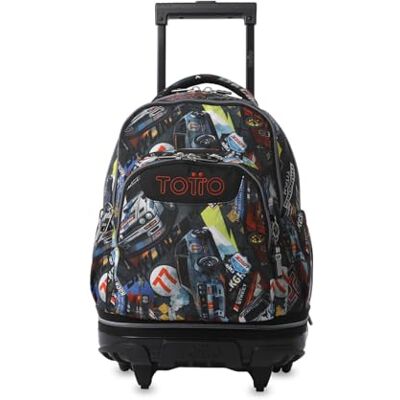 TOTTO Mochila escolar com rodas removíveis, modelo de giz, capacidade de 26 l, mochila PC de 15,4", bolso de garrafa, manípulo telescópico, costas ergonómicas e correias em S, Rali vermelho, Design TOTTO Mochila escolar com rodas removíveis, modelo de giz, capacidade de 26 l, mochila PC de 15,4", bolso de garrafa, manípulo telescópico, costas ergonómicas e correias em S, Rali vermelho, Design