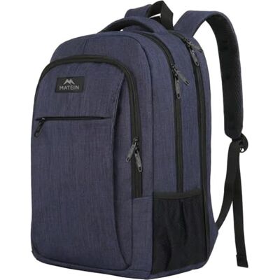 MATEIN Mochila 15,6 polegadas mochila portátil anti-roubo mochila para portátil fina mochila computador portátil homem com porta USB para trabalho negócios, azul MATEIN Mochila 15,6 polegadas mochila portátil anti-roubo mochila para portátil fina mochila computador portátil homem com porta USB para trabalho negócios, azul