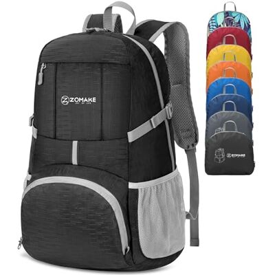 ZOMAKE 35 L Mochila dobrável leve mochilas de caminhada pequena mochila para homem mulher viagem trekking desporto, Preto novo, 35 L, Mochilas de viagem ZOMAKE 35 L Mochila dobrável leve mochilas de caminhada pequena mochila para homem mulher viagem trekking desporto, Preto novo, 35 L, Mochilas de viagem