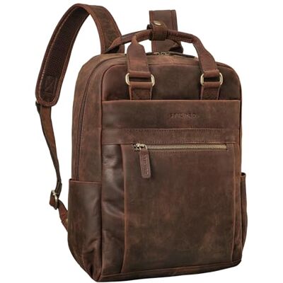 STILORD '' Mochila grande de negócios couro homens e mulheres mochila de trabalho vintage mochila de ombro estudante, cor: zamora castanho STILORD '' Mochila grande de negócios couro homens e mulheres mochila de trabalho vintage mochila de ombro estudante, cor: zamora castanho